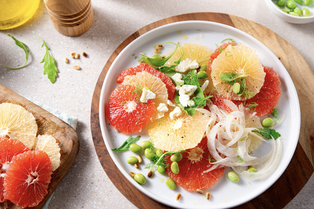 Carpaccio With Pink And White Florida Grapefruit